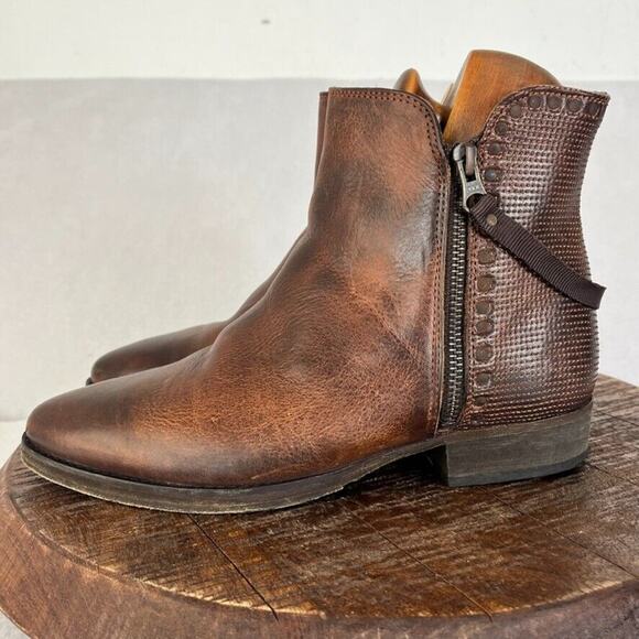 Ksubi Boots Womens Size 6 Heiffer 7 Stud Double Zip Up Brown Leather Western - Picture 5 of 14